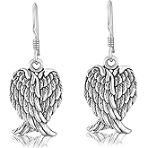 AeraVida Sterling Silver Angel Wings Dangle Earrings | Elegant and Spiritual-Inspired Lightweight Jewelry Gift for Women on Valentine’s Day