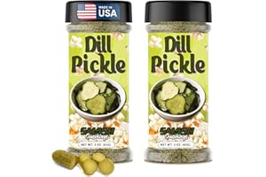 SMASH SEASONINGS Dill Pickle Popcorn Seasoning Shaker – 2 Pack Tangy Snack Blend with Premium Dill & Vinegar – Bold Gourmet Sprinkle for Popcorn, Chips, Fries, Veggies, Potatoes, Sandwiches, Snacks, Meals, Parties