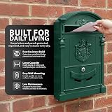 ZENO Letter Box Wall Mounted Green Postbox with 2 Keys Large Classic Mailbox view 6
