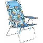 SUNNYFEEL Oversized Tall Folding Beach Chair Lightweight, 17" Portable Sand Chair for Adults Heavy Duty 500 LBS with Cup Holders, Foldable High Camping Lawn Chairs for Camp/Outdoor/Picnic/Sports