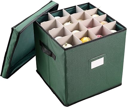 Amazon.com: Christmas Ornament Storage Box with Adjustable Dividers, Hold Up to 64 Ornaments