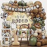 Western Cowboy 1st Birthday Decorations, My First Rodeo Birthday Party Supplies, Cowboy Balloon Arch Backdrop High Chair Banner ONE Box for Boys One Year Old Party