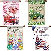 Moukeren 4 Pack Large Seasonal Garden Flags, Double Sided 28 x 40 Inch, Seasonal Lawn Yard Decorations, Christmas Halloween Fall Winter Flags for Outdoor Decoration