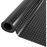KUJIBGY Garage Floor Mat, 16.4x3.2FT Diamond Plate Rubber Flooring Roll, PVC Non-Slip Floor Protector Mat, Thickness Waterproof Parking Mat for Under Car, Warehouse, Gyms, Trailer