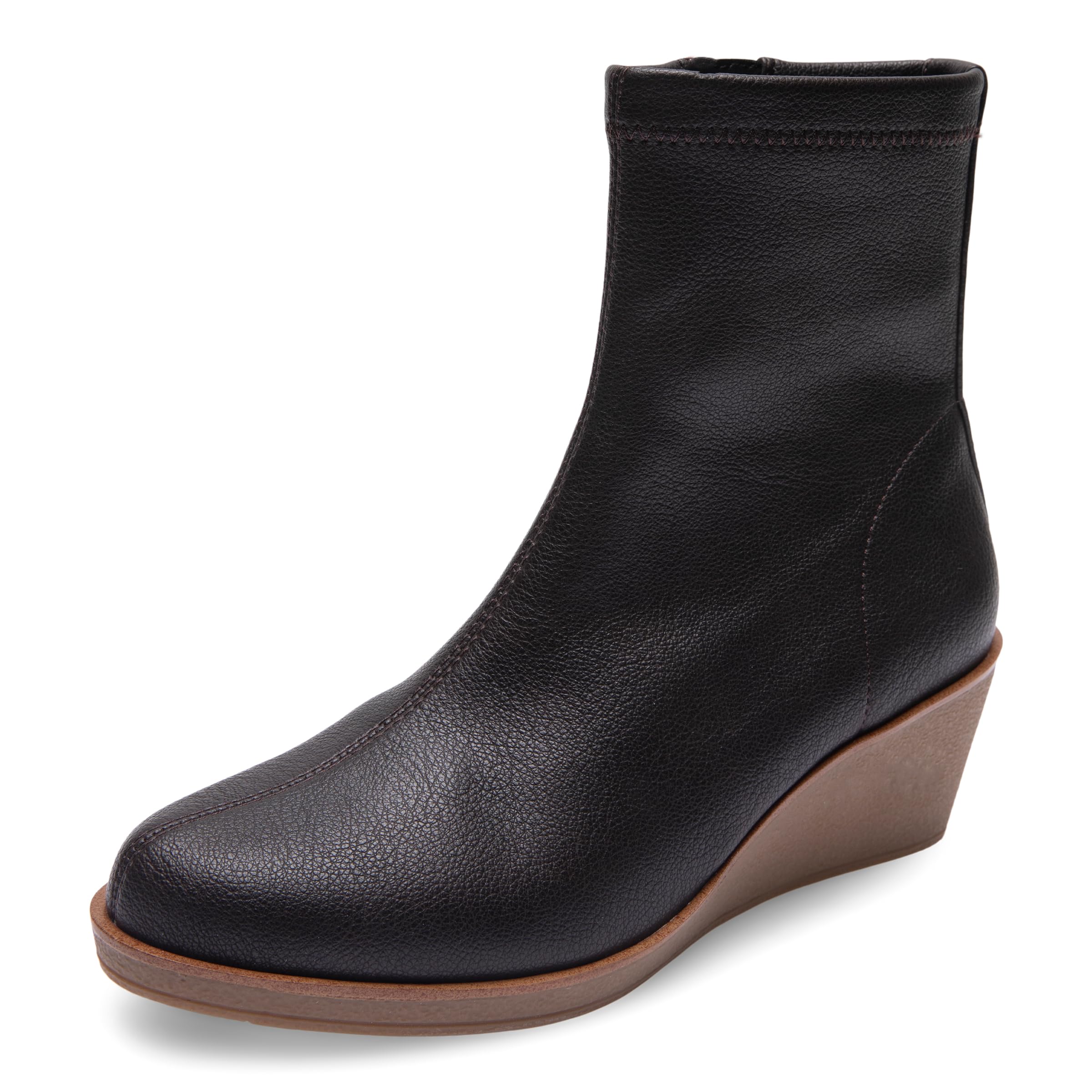 Aerosoles Women’s Binnie Ankle Boot, Java Stretch Pebbled Faux Leather, 6.5