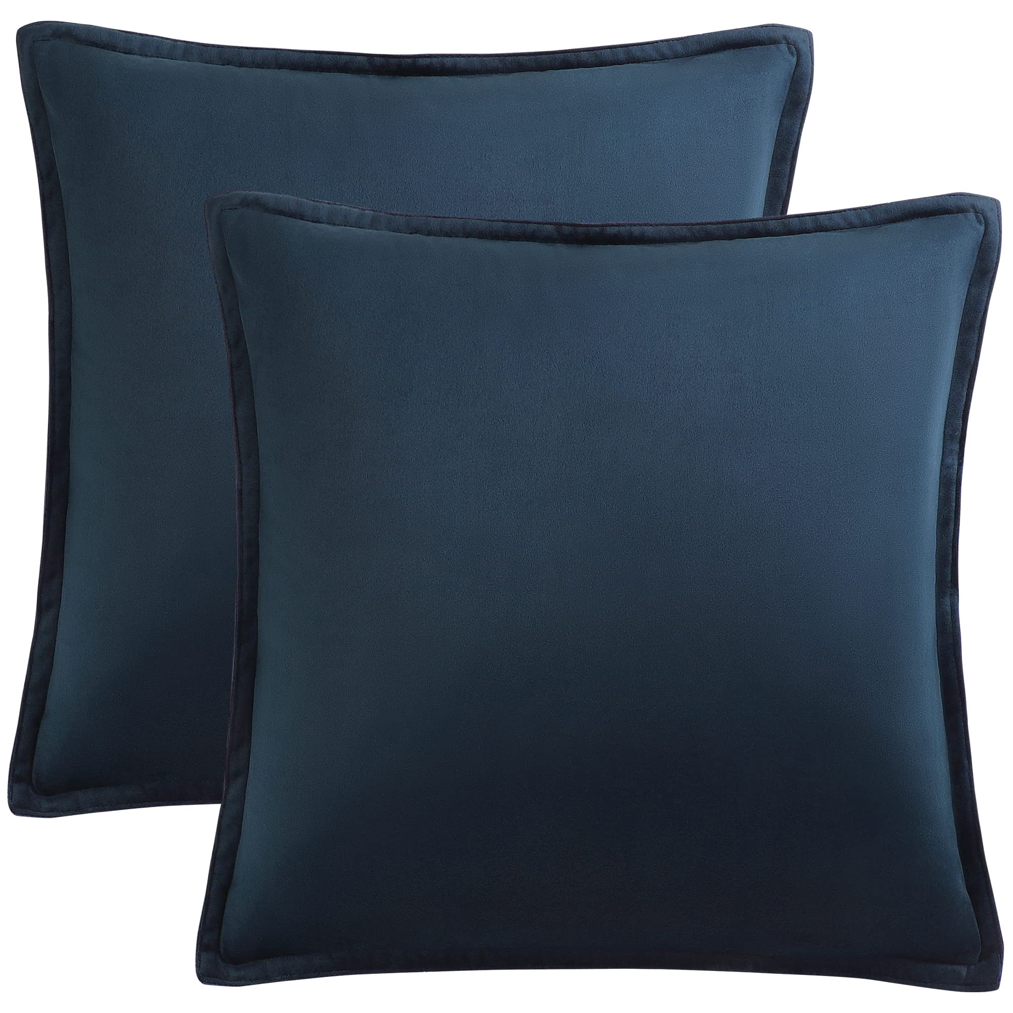 PiccoCasa Decorative Velvet Soft Cushion Covers Pack of 2, Square Solid Throw Pillow Covers for Sofa Couch Bedroom - 45x45cm/18x18 Inches Hidden Zipper Cushion Covers Navy