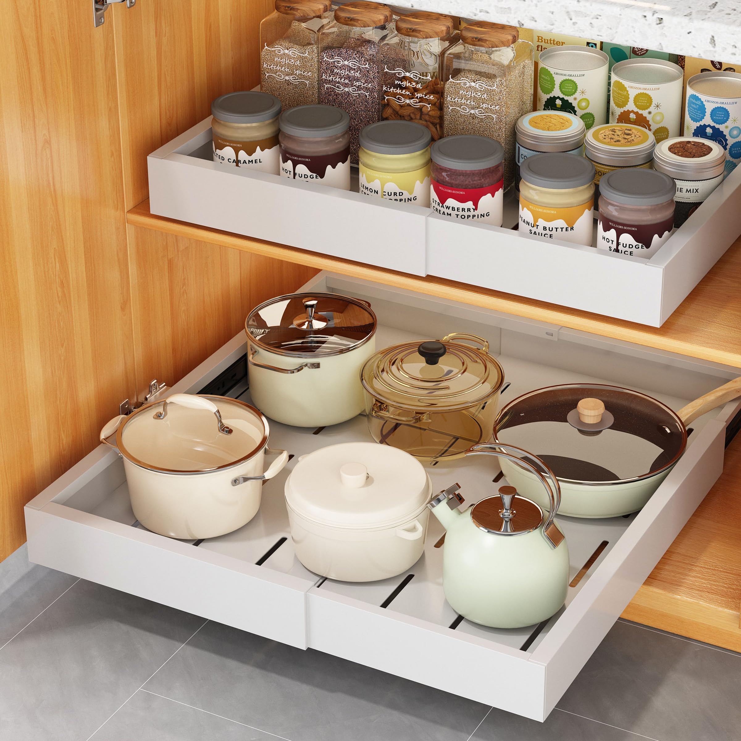 Slide Out Pantry Rack COVAODQ 1 Pack Pull Out Cabinet Organizer Extendable Sliding Slide Out ...