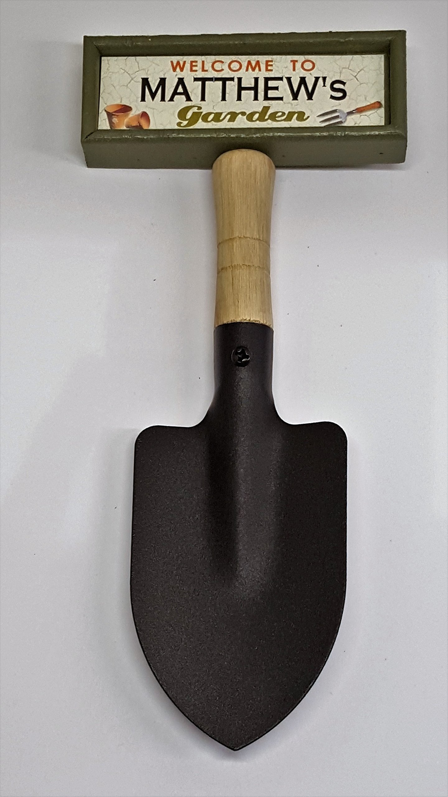 tlm wholesale Welcome to Matthew's garden hanging shovel sign