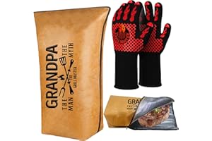 LEWARAN Grandpa Gifts, Gifts for Grandpa Christmas from Grandkids BBQ Blanket for Resting Meat with Grill Gloves, Meat Resting Bag for BBQ Smoking, Grilling Gloves Heat Resistant for Grill on Birthday
