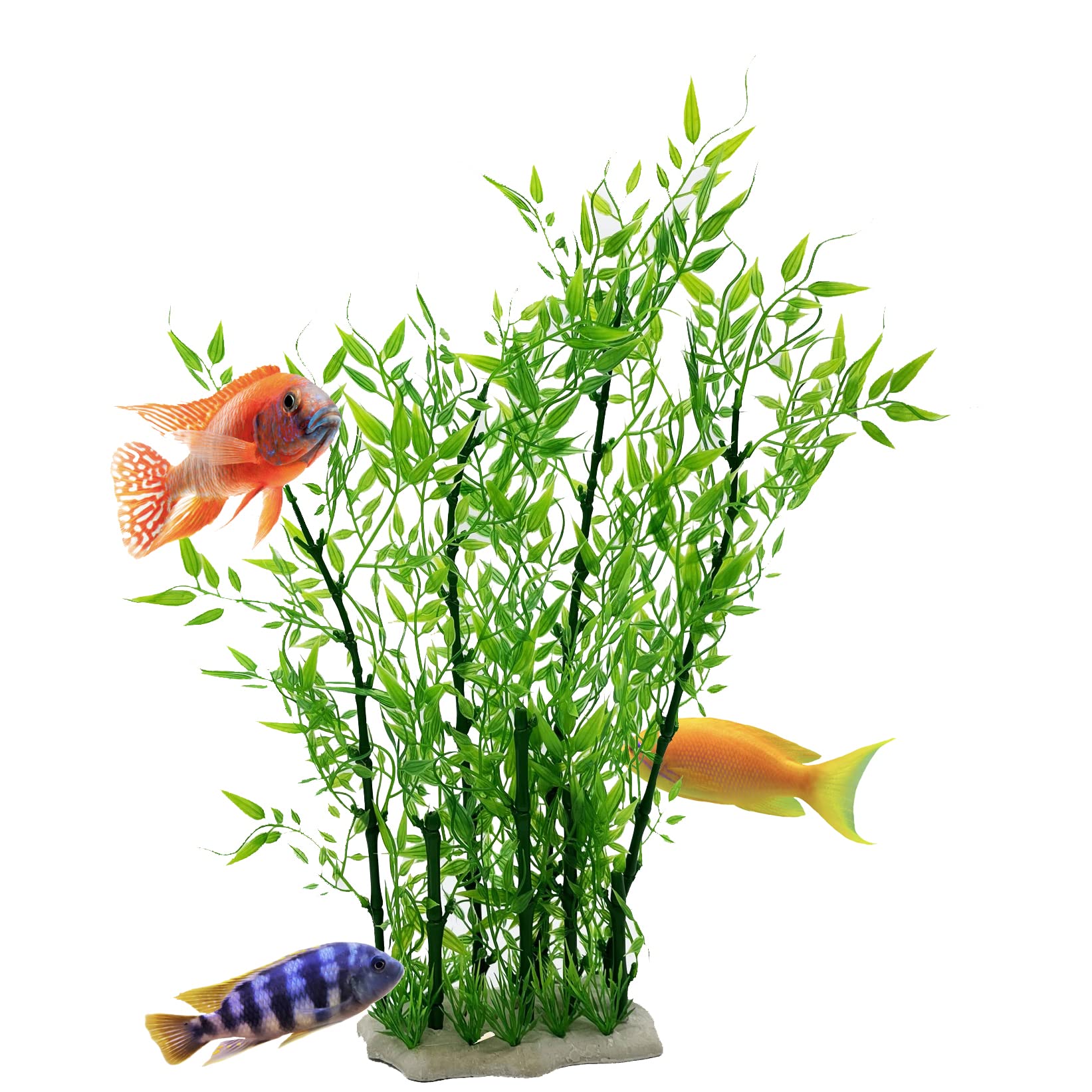 Mascot Pets 40cm X Large Green Plastic Artificial Plant Bush Reeds for Aquarium Fish Tank Aquatic Greenery Décor Decoration Water Grass Plants