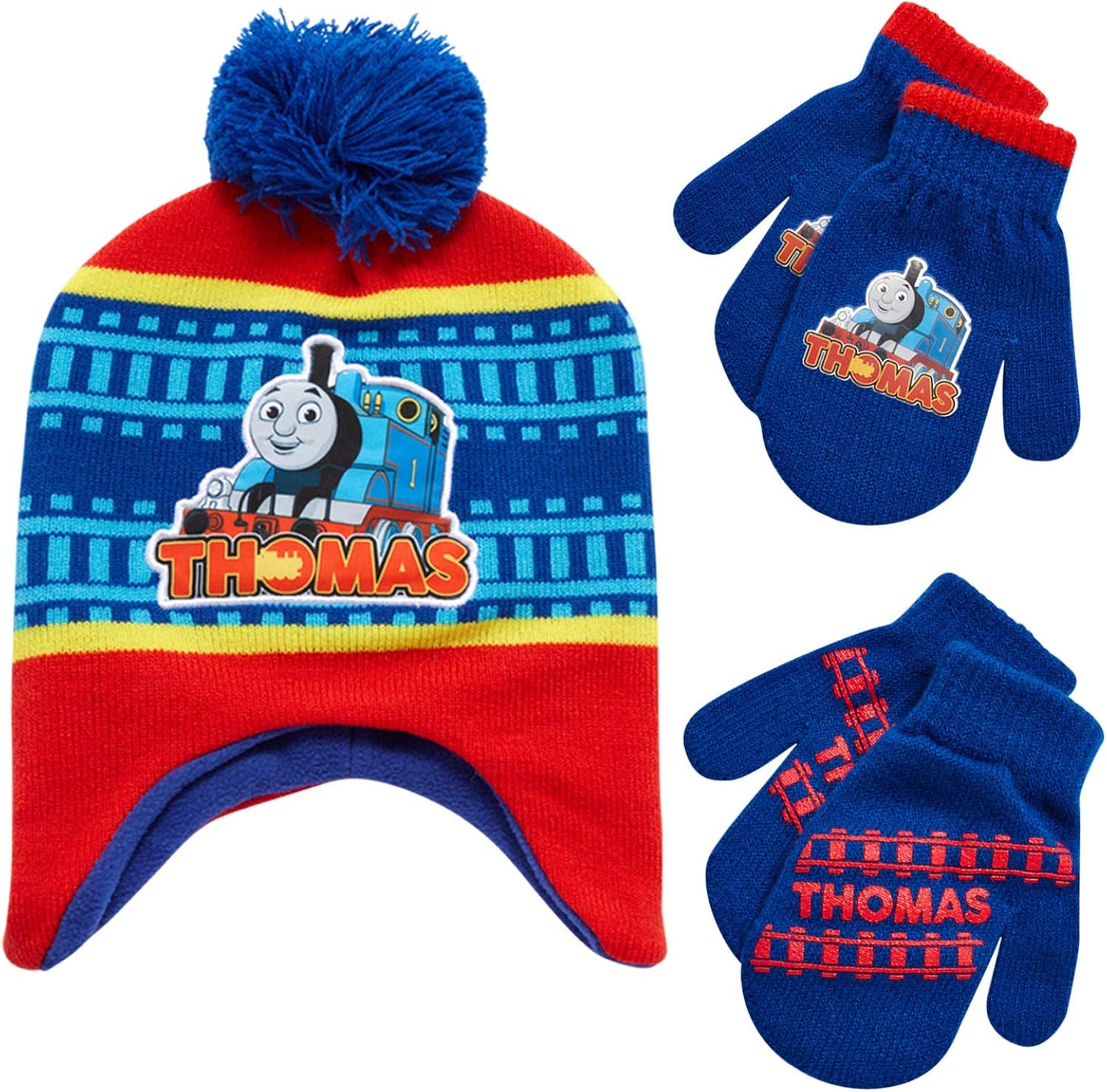 Nickelodeon Boys' Thomas The Train Winter Hat and Mitten Gloves Set (Toddler), Size Age 2-4, Thomas Train Blue: Clothing