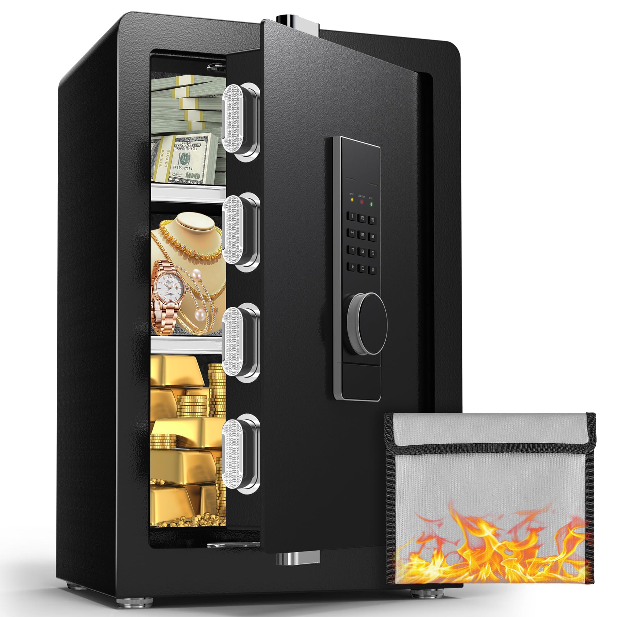 Photo 1 of Marcree Safe, 3.0 Cuft Digital Cabinet Safe Box with Hidden Compartment, Heavy Duty Security Home Safes with 6 Solid Bolt for Money Valuable, Dual Alarm System, Adjustable Shelf, Fireproof Bag