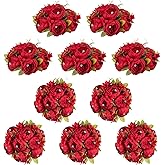 NUPTIO Flower Balls Flowers for Centerpieces: 10 Pcs 9.4 inch Diam Red Artificial Peony Fake Flower Ball Arrangement Bouquet Wedding Centerpieces for Tables Wedding Centerpiece Decorations
