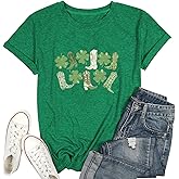 St Patrick's Day Shirt Women: Funny Lucky Irish Shamrock Paddy's Day T-Shirt Casual Crewneck Short Sleeve