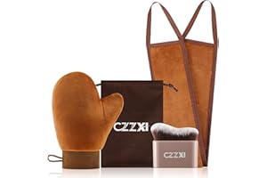 CZZXI Tanning Mitt, Body Brush & Back Tanner Applicator Kit – Self-Tan Applicator for Body, Face & Hard-to-Reach Areas | Includes Storage Pouch
