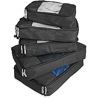 TravelWise Luggage Packing Organization Cubes 5 Pack, Black, 2 Small, 2 Medium, 1 Large