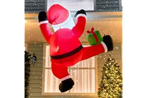 Joiedomi 6 FT Tall Christmas Inflatable Climbing Santa with Gift Box, Blow Up Hanging Santa with Build-in LED for Xmas Party, Outdoor, Yard, Garden, Lawn Decoration