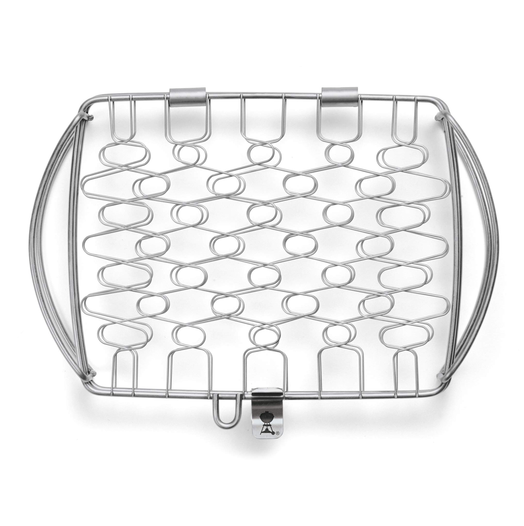 Weber Fish & Vegetable Holder/Basket - Small (28 x 20cm), Made of Stainless Steel, Ideal for BBQ/Grilling Delicate Food, Easy Turning on The Grill, Dishwasher Safe - Silver (6470)