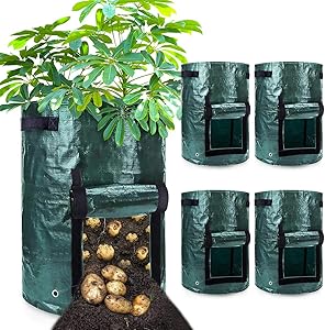 Duufin 5 Pack 10 Gallon Potato Grow Bags Planting Growing Bags Garden Potato Grow Planter Bags Potato Grower with Flap and Handles for Vegetables and Fruits Starts(35 45cm)