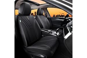 FLORICH Car Seat Covers, Leather Seat Covers 2PCS,Waterproof Front Seat Cover for Cars, Luxury Leatherette Car Seat Cushion, Automotive Black Seat Covers for Sedan SUV Pick-up Truck