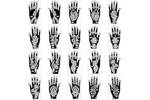 Henna Style Temporary Tattoo Stencils Stickers for Hands，20 Sheets Indian Arabian Temporary Tattoo Template Mehndi Stencil St