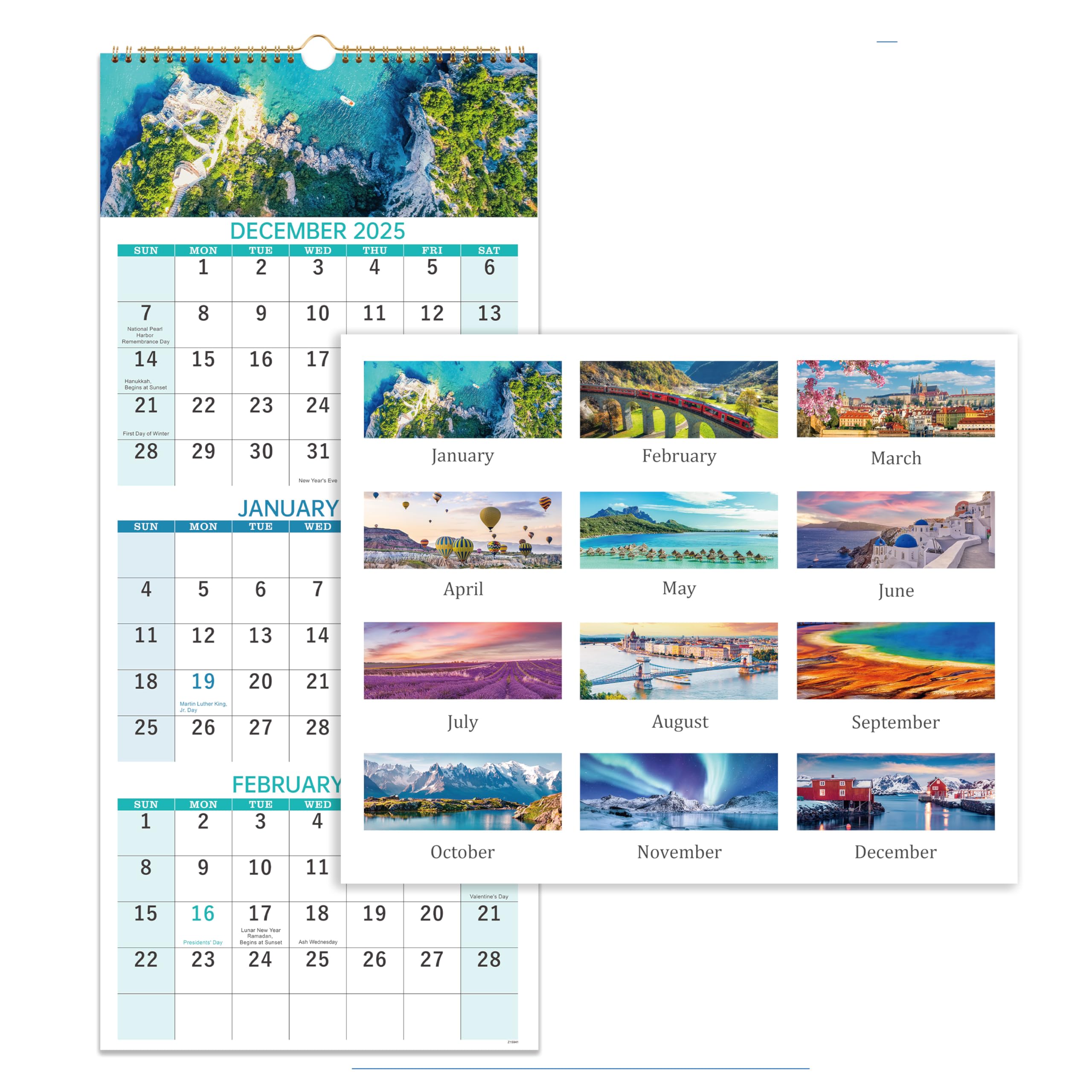 Photo 1 of 2026 Calendar, 3 Month Wall Calendar 2026 Vertical, 11" x 26"(when opened), December 2025 - January 2027, Move-A-Page, Wall Calendar 2026 for Organizing & Planning, Busy Families, Office, Kitchen