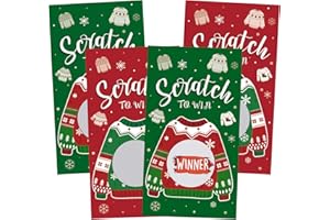 Funrous 50 Pcs Christmas Scratch Off Cards Ugly Sweater Scratch Off Game Christmas Cards Holiday Xmas Games Ugly Sweater Party Decorations Winner You Lose Tickets for Winter Office Party Supplies