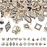 Sparkeads 46 pcs Black Rhinestone Charms Butterfly Bowknot Heart Enamel Dangle Charms Crystal Luxury Pendants for Necklace Women Earring Bracelet Craft Jewelry Making DIY Embellishment