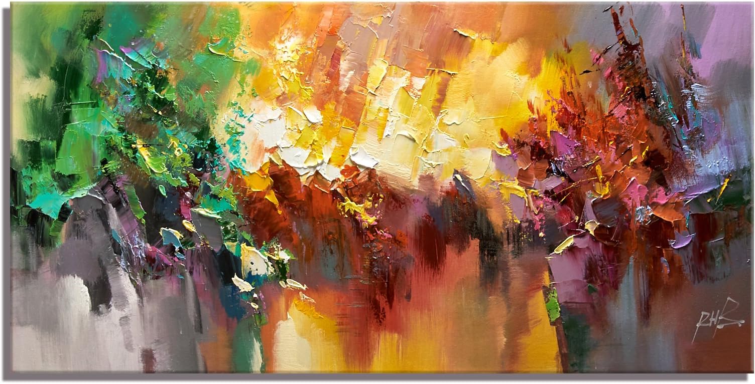 Modern Abstract Swamp Gold Clouds Reed Modern Landscape Painting Picture On Canvas Poster - Home Decor Artwork 20Inch x 40 Inch