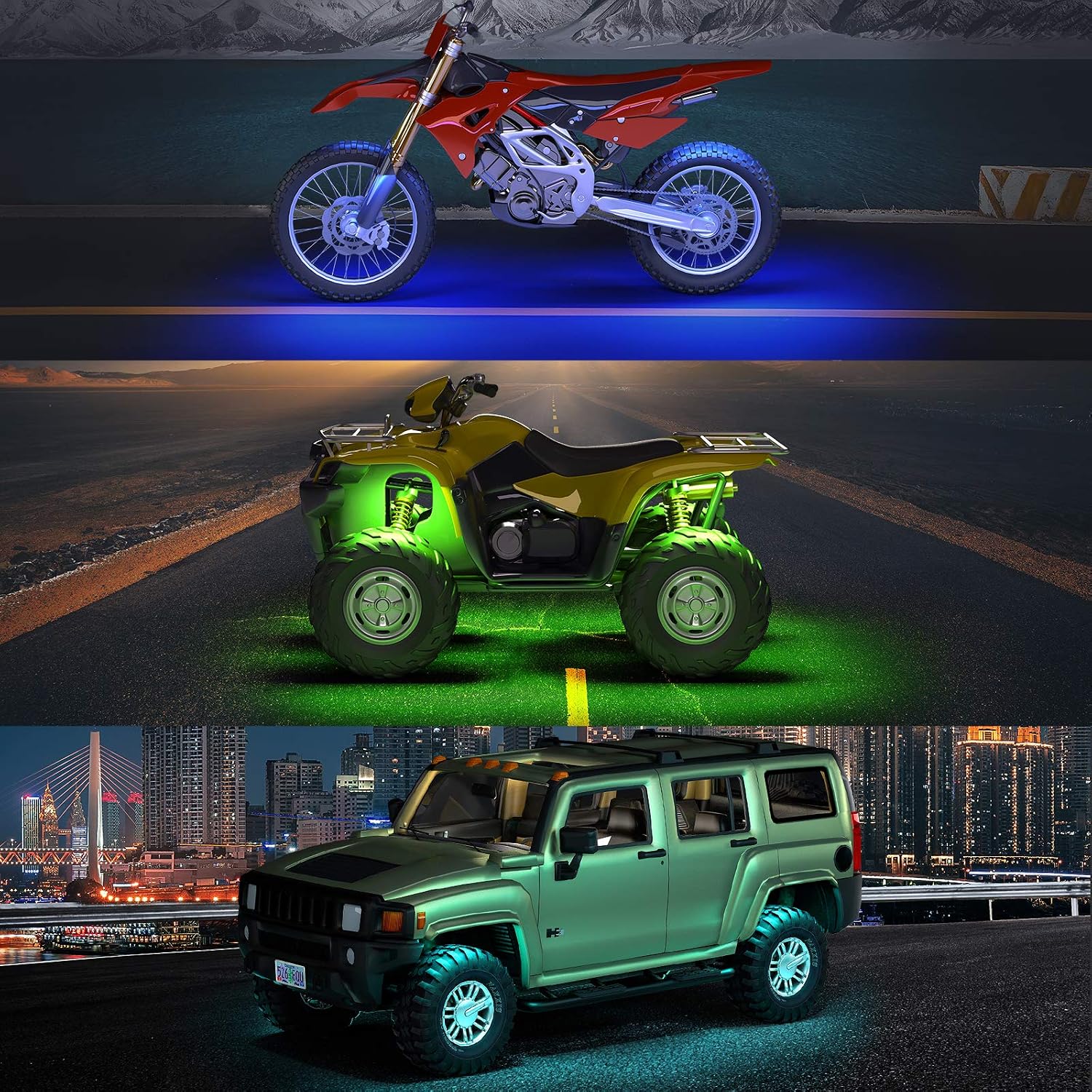 YiLaie RGB LED Rock Lights, 4Pcs RGB Underglow Light Kit for Car with APP/RF Control, Waterproof, 16 Million Colours - Image 4