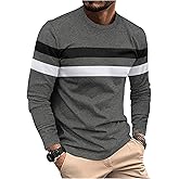 SOLY HUX Men's Color Block Striped T Shirt Long Sleeve Crew Neck Tee Tops Casual Fall Clothes