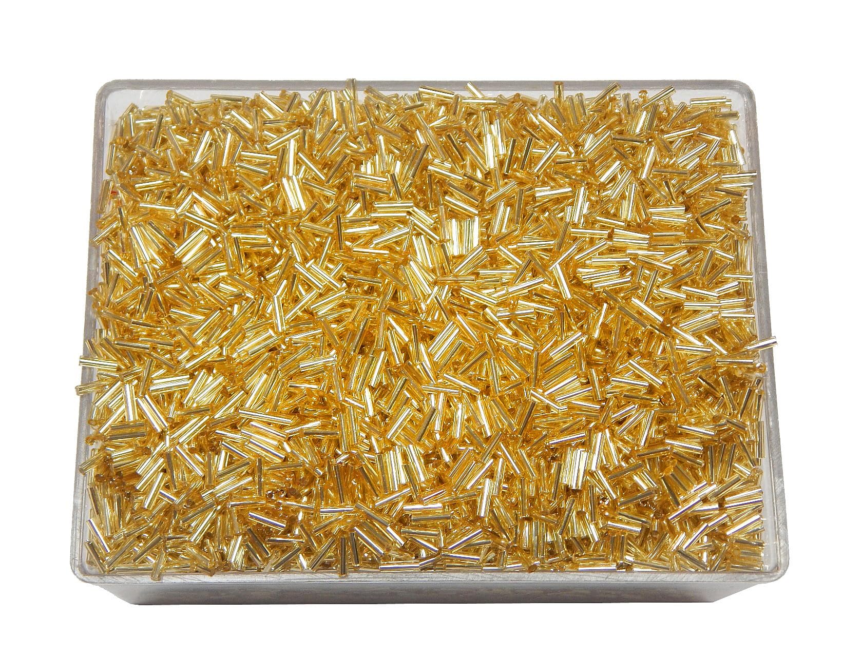 3300 pieces glass seed beads 6 mm, glass bugle pin beads, tubes, roccailles, seed beads (silver insert gold)