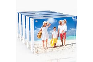 laapee 5x7 Inches Acrylic Picture Frames 5 Pack, Double Sided Magnetic Photo Frames,Free Standing on Desk or Table Clear Picture Frames