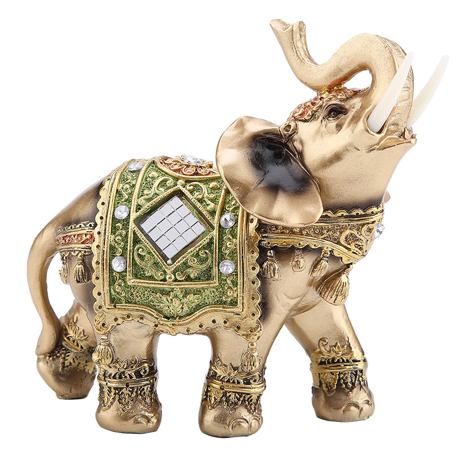 Walfront Feng Shui Elephant Statue Green Elephant Sculpture Wealth Figurine Home Decoration Gift for Lucky Wealth Symbol