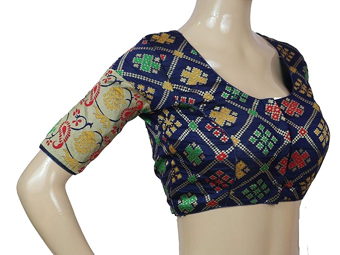 banaras multicolor embroidery readymade blouse