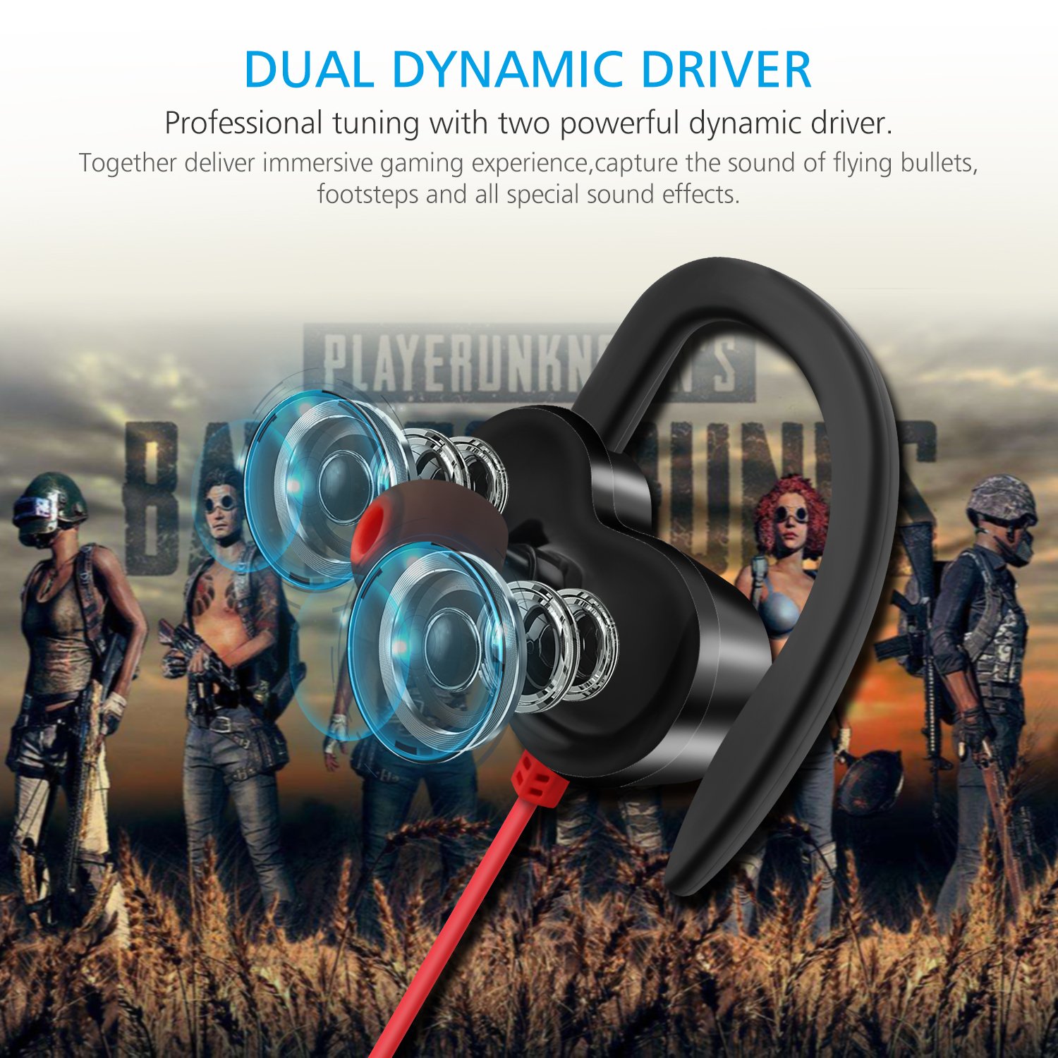 Professional Mobile Gaming Headset, Headphones with Dual Microphone, Dual Driver,Noise Cancelling, High-fidelity Stereo Earphones, Comfort-Fit for Smart Phone/PC/Nintendo Switch/XboxOne/PS4 (Red)