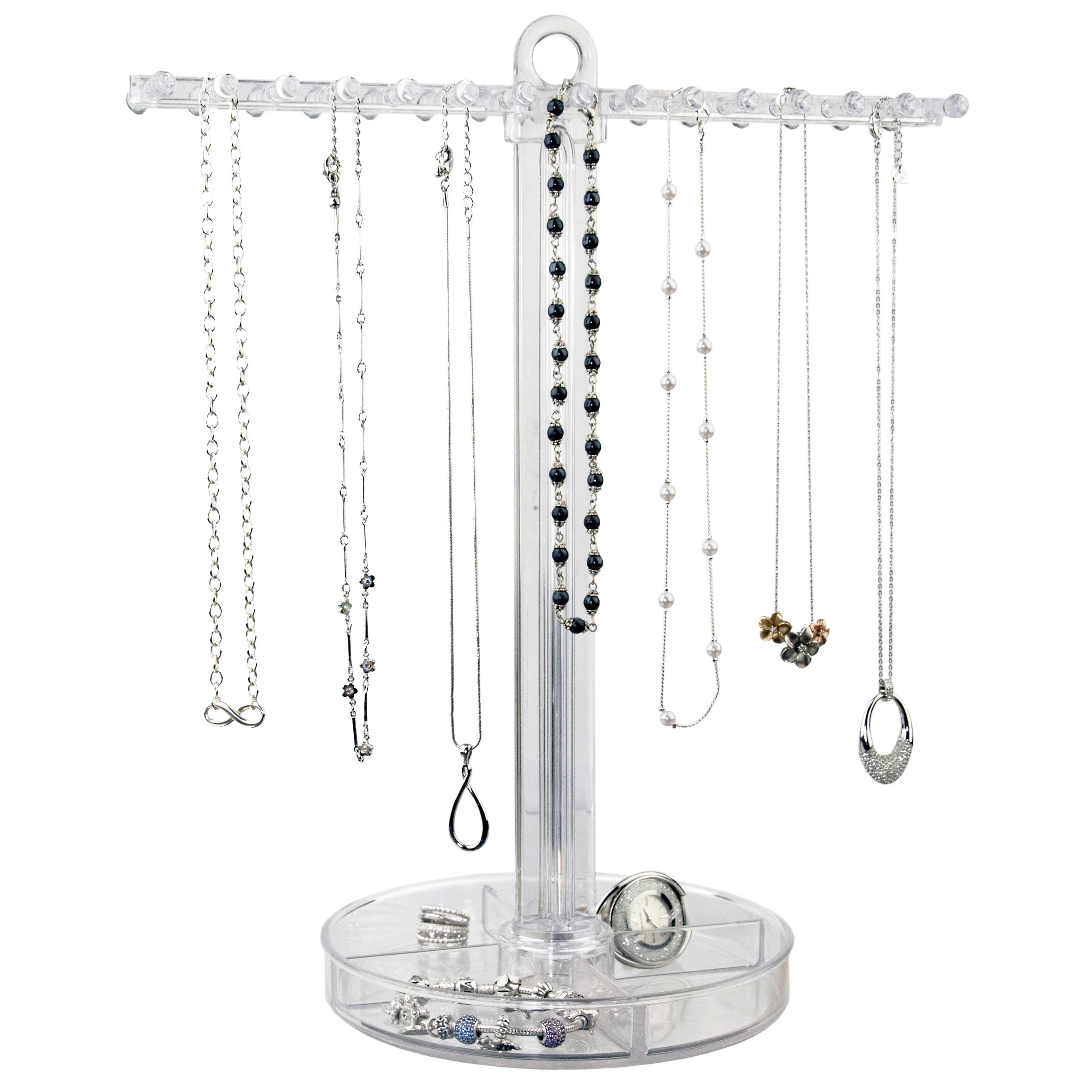 STORi Clear Plastic Necklace Holder with 30 Individual Pegs and Divided Jewelry 80844058535 eBay