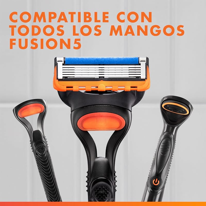 Gillette Fusion5 Pack de 16 Recargas para Máquinas de Barbear, Lâminas de Barbear com 5 Lâminas, Banda de Gel Lubrificante e Aparador de Precisão