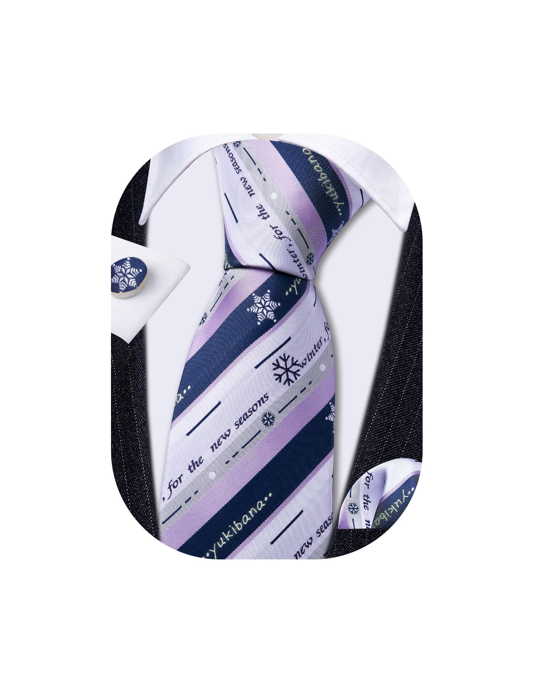 Barry.Wang Mens Christmas Tie Set Blue White