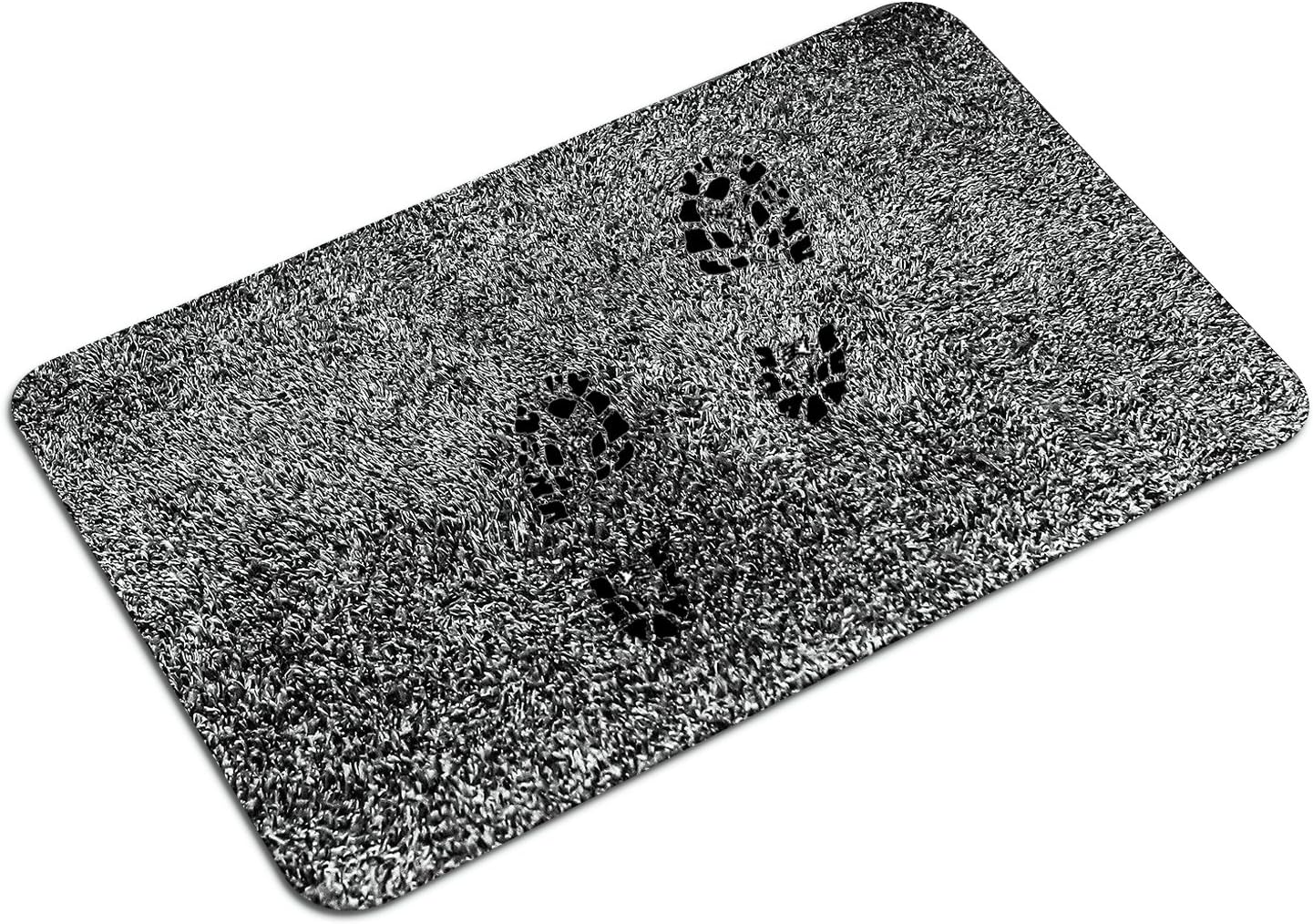 Entry Rug & Mat - 28"x18" Super Absorbs Mud and Anti Slip Magic Door Mat Inside for Entrance or Kitchen,Doormat Made by Cotton and Latex Backing Material - Machine Washable -Gray