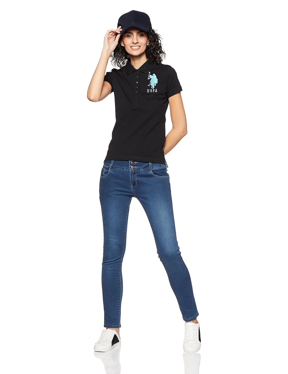 us polo association us polo women's band collar t-shirt