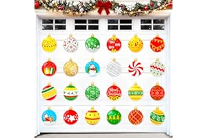 JOYPRO Christmas Garage Door Magnets, 24 Pcs Christmas Colorful Ball Magnets Weather Resistant Large Ball Garage Decoration Magnetic Car Stickers Refrigerator Decals for Xmas Holiday Ornaments