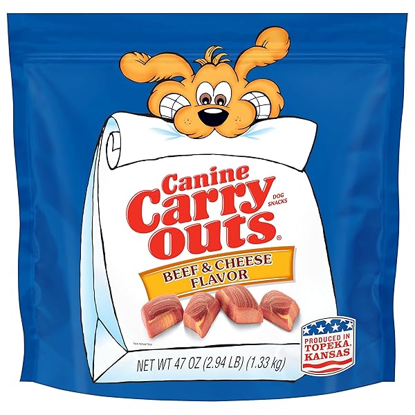 CANINE CARRY OUTS DOG TREATS, BEEF & CHEESE FLAVOR, 47 OUNCE