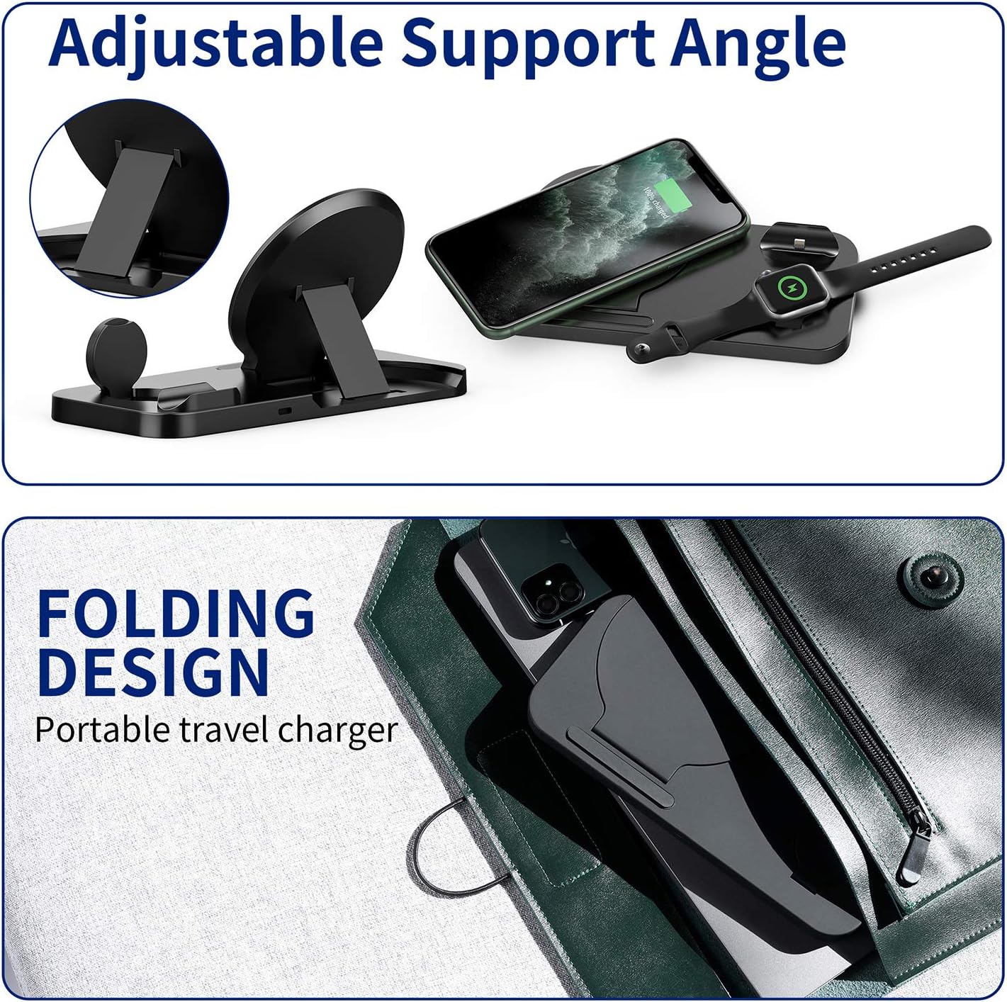 [Latest 2020] Wireless Charger, 3 in 1 Qi-Certified Wireless Charging Station for AirPods Pro Apple Watch SE/6/5/4/3/2/1,Fast Wireless Charging Stand Dock for iPhone 11 Pro/11 Pro Max/XS Max/XR/X