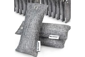 Marsheepy 24 Pack Charcoal Shoe Deodorizer Bags, Bamboo Charcoal Air Purifying bags, Odor Absorber, Odor Eliminator for shoes, Home, Closet, Pet（24X50g）