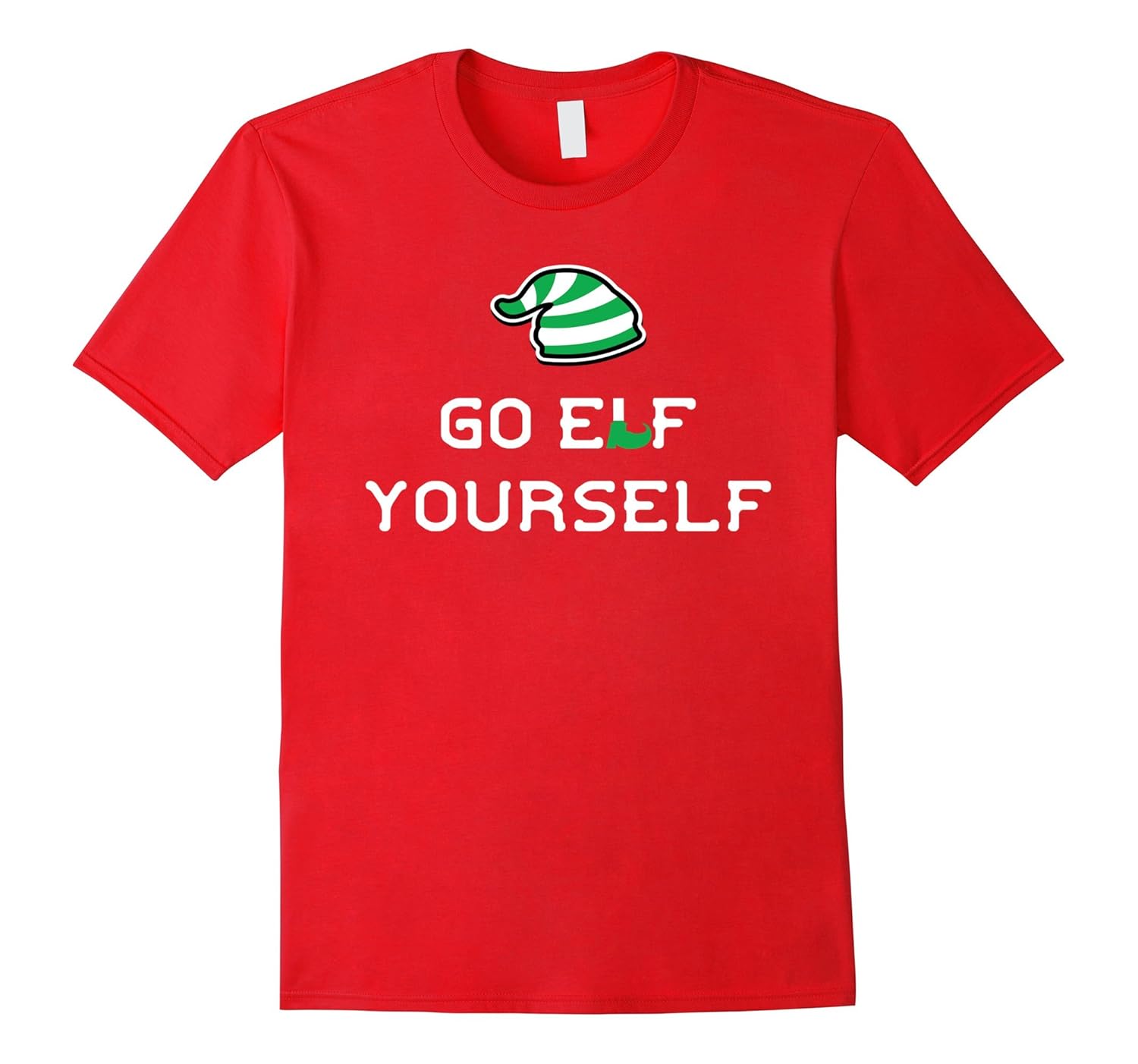 Go Elf Yourself Sarcastic Funny Elf Christmas Xmas T-shirt-ANZ