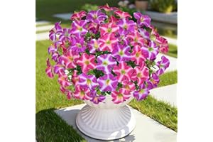 Artificial Flowers for Outdoors Fake Flowers Decoration 12 Bundles Silk Morning Glory with Eucalyptus UV Resistant Realistic 