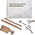 Complete 6 Pcs Pasta Making Tool Set Includes Two Ravioli Stamp Maker Cutter And Roller Wheel Set, Two Pasta Rolling Pins, Gnocchi Board By Cotswold Homeware Co