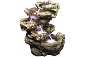 22" Harmony Fountains Log Indoor/Outdoor Garden Fountain w/LED Lights (Meadow)