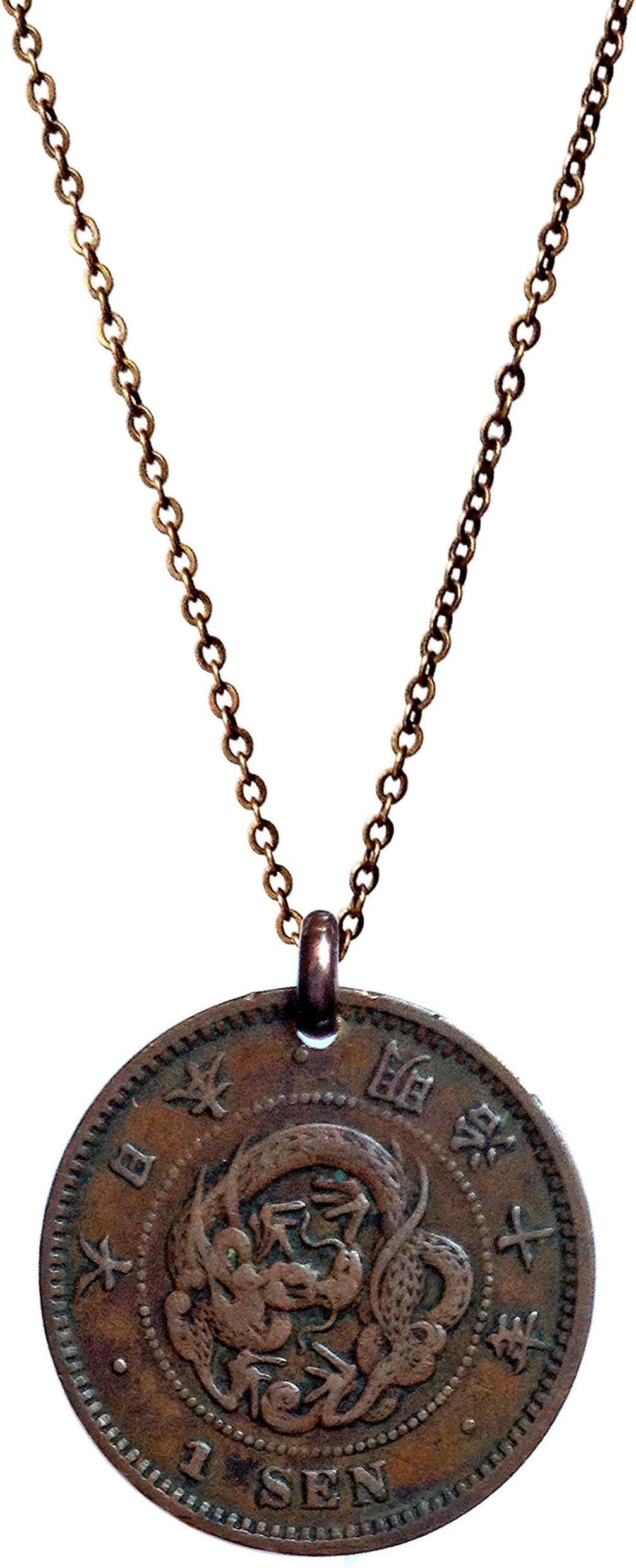 Authentic Japanese Meiji Dragon Real Sen Coin Necklace (1873-1892)